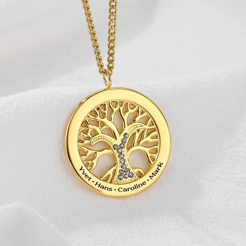 Stamboom ketting met namen | Kleur: Goud, Zilver of Rosé goud