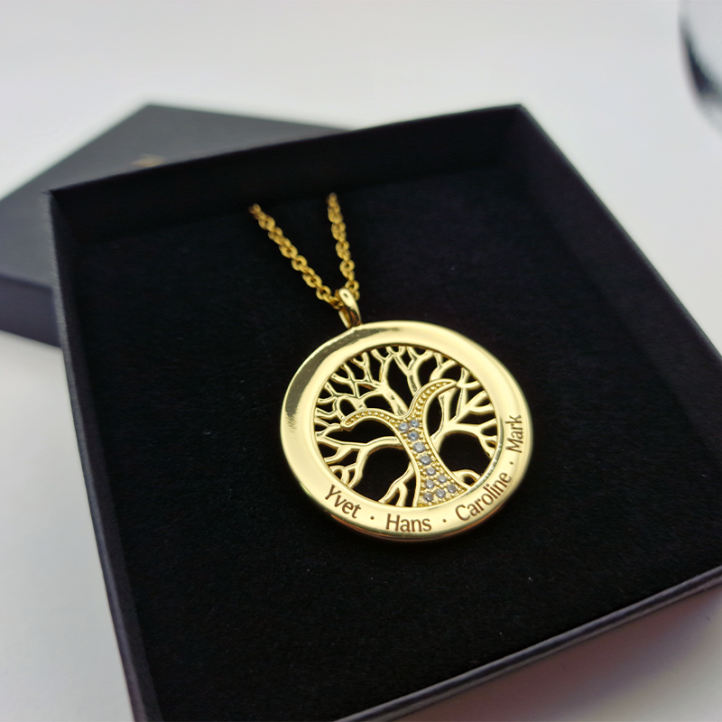 Stamboom ketting met namen | Kleur: Goud, Zilver of Rosé goud