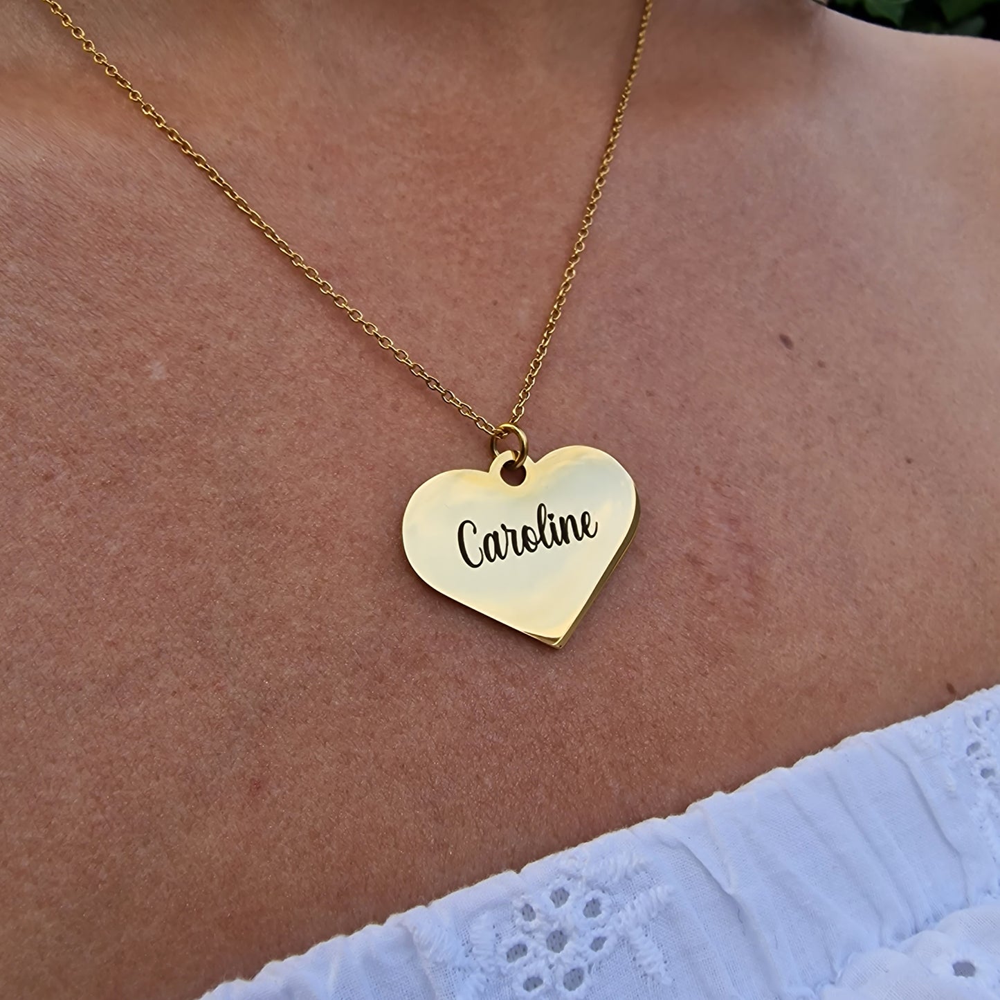 Ketting & hartje met naam | Kleur: Goud of Zilver