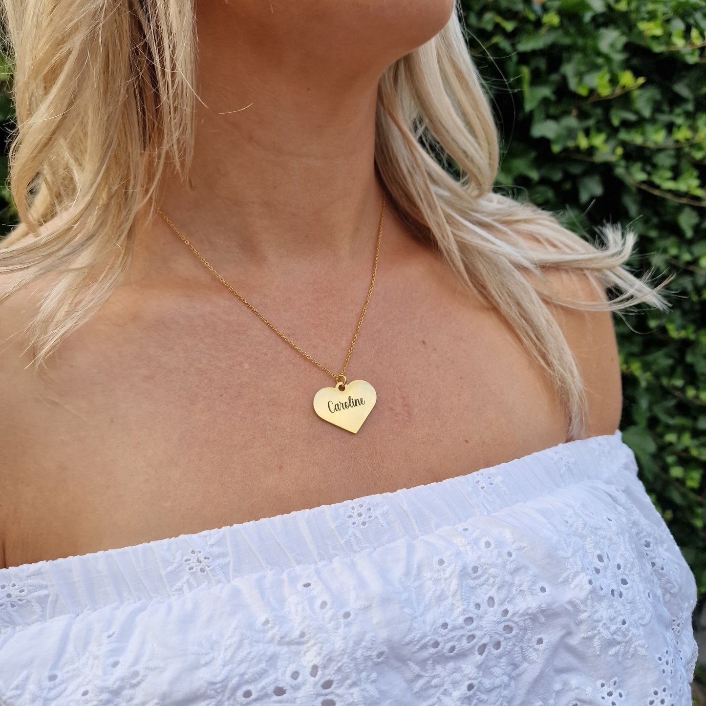 Ketting & hartje met naam | Kleur: Goud of Zilver