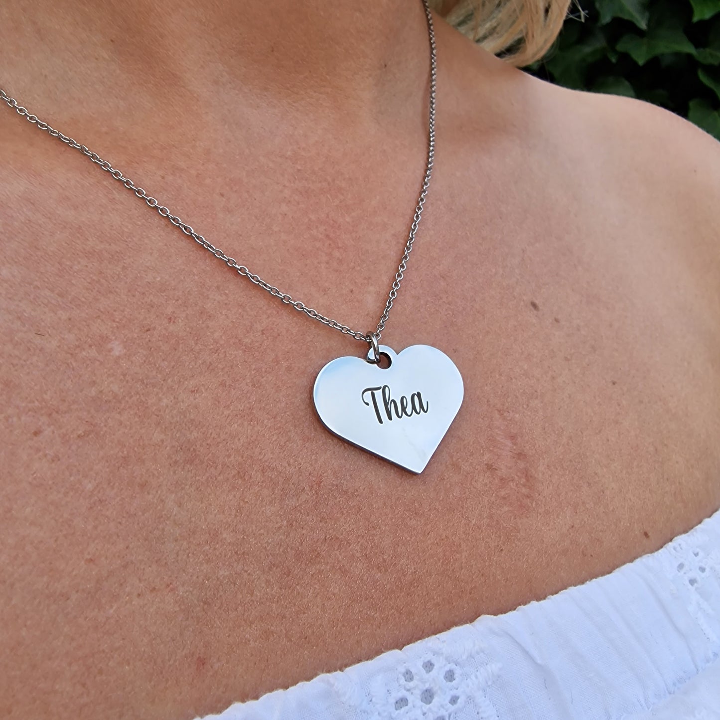 Ketting & hartje met naam | Kleur: Goud of Zilver