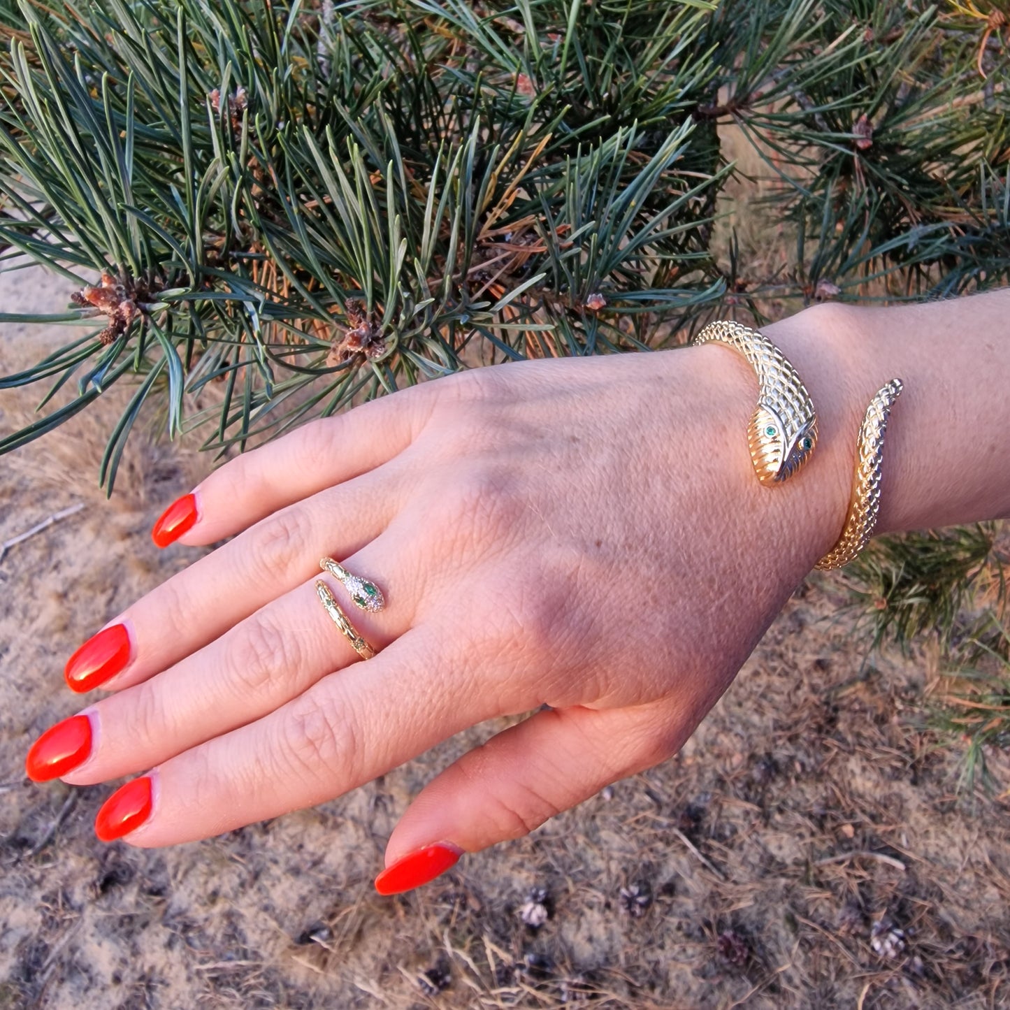 Set: Slangen armband & slangen ring