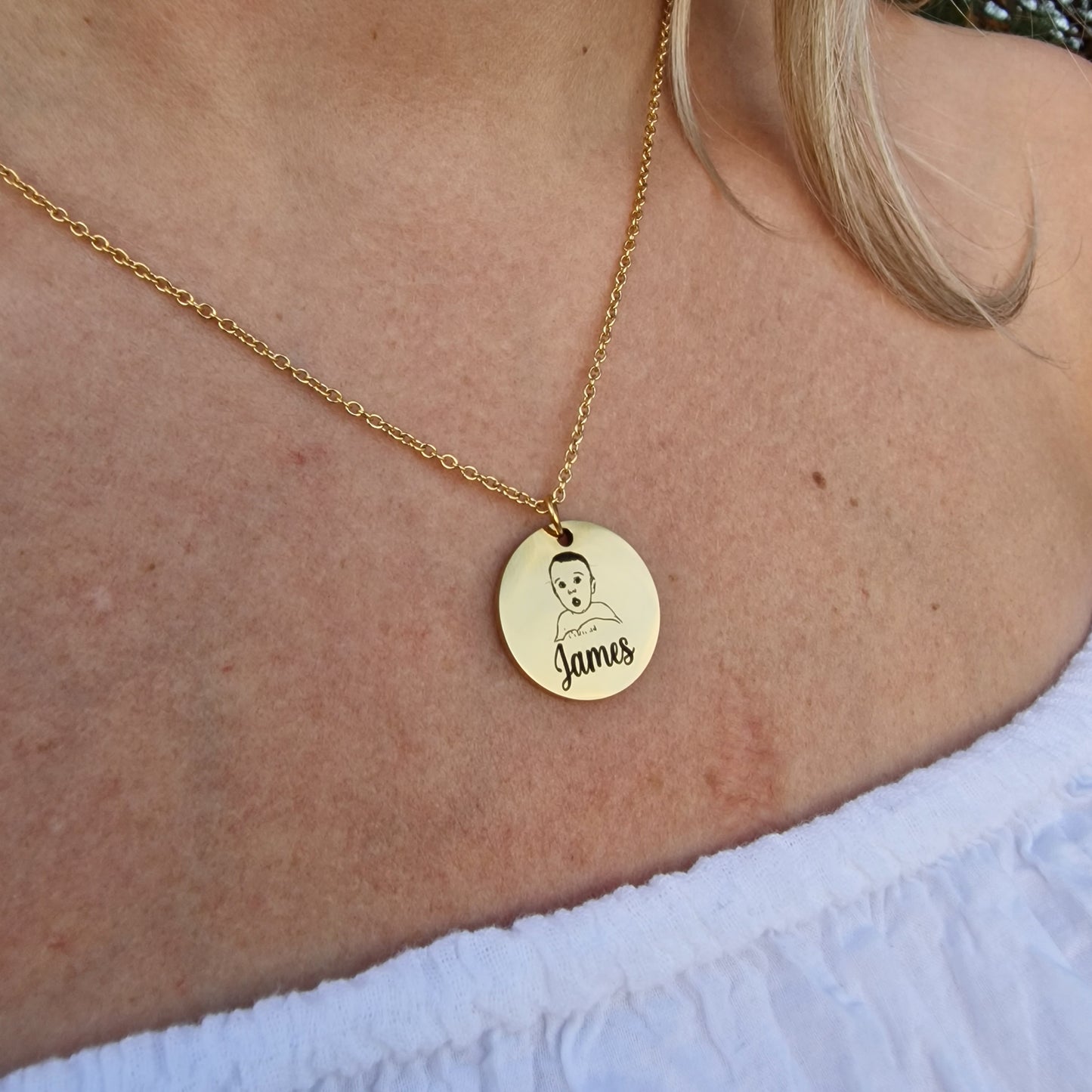 Halsketting met babyfoto & naam | Goud, zilver of roségouden kleur
