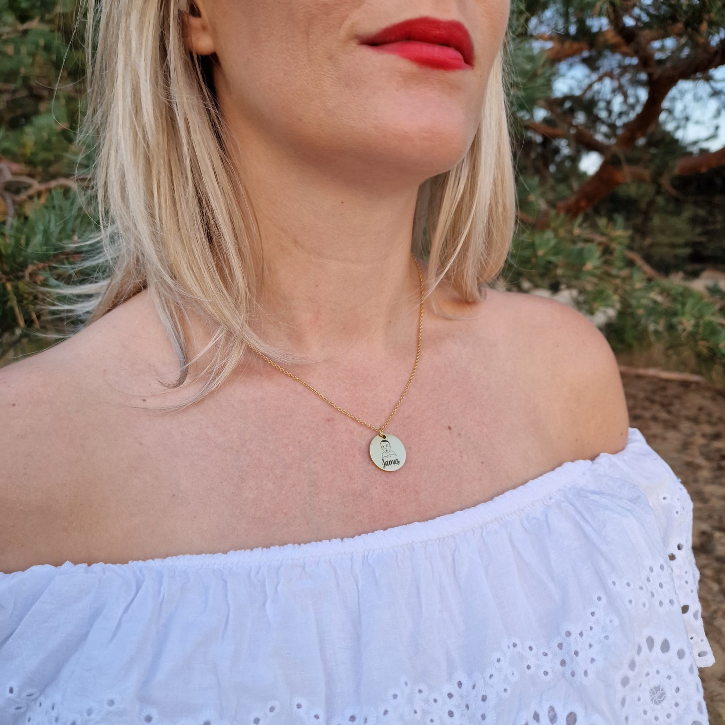 Halsketting met babyfoto & naam | Goud, zilver of roségouden kleur