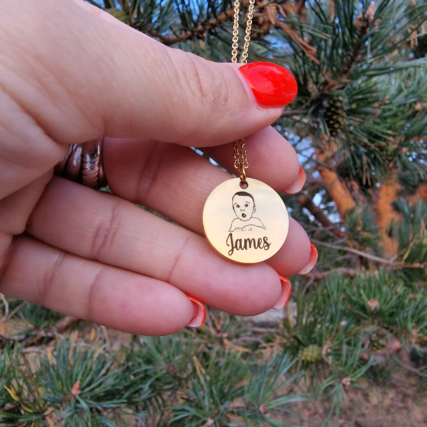 Halsketting met babyfoto & naam | Goud, zilver of roségouden kleur