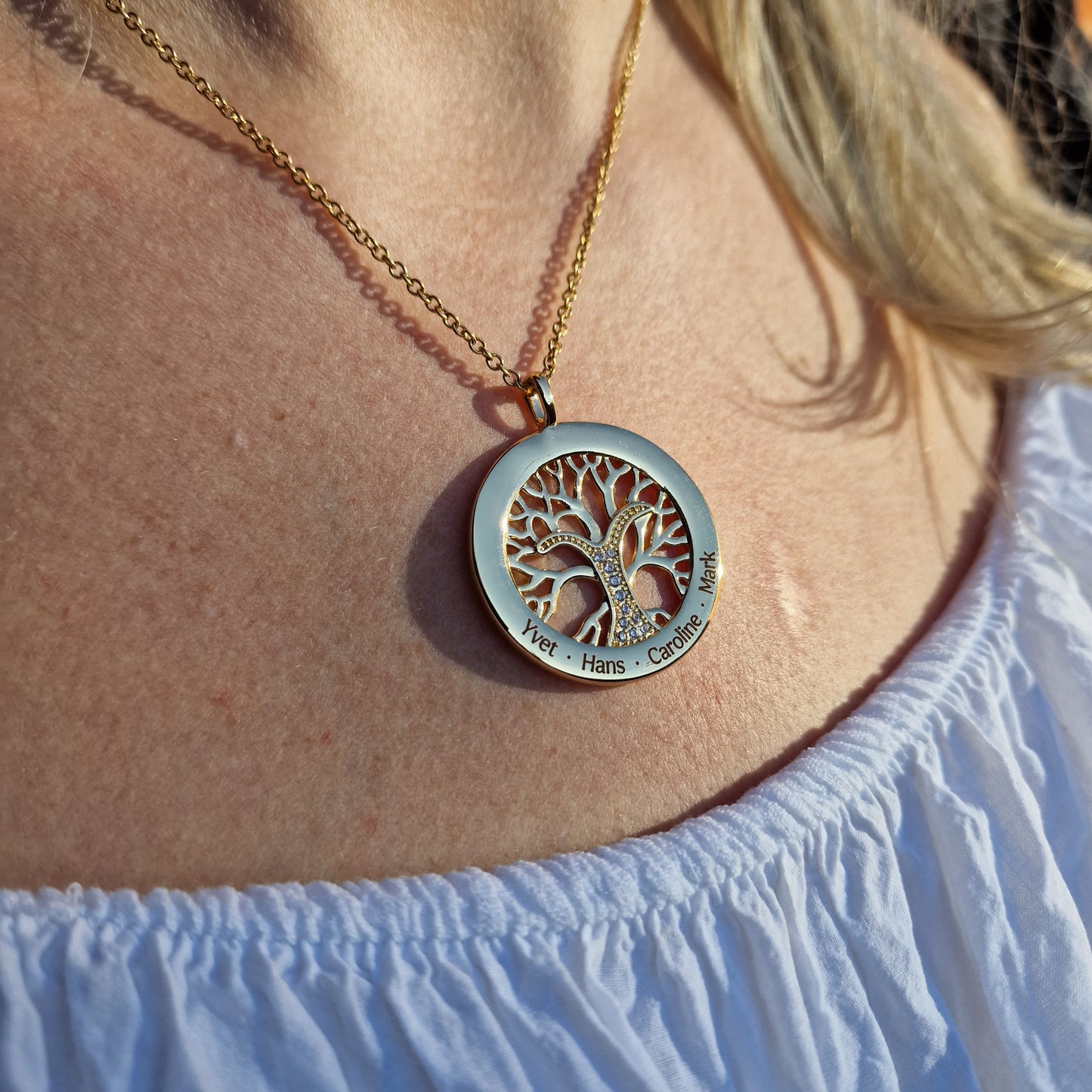 Stamboom ketting met namen | Kleur: Goud, Zilver of Rosé goud