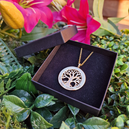 Stamboom ketting met namen | Kleur: Goud, Zilver of Rosé goud