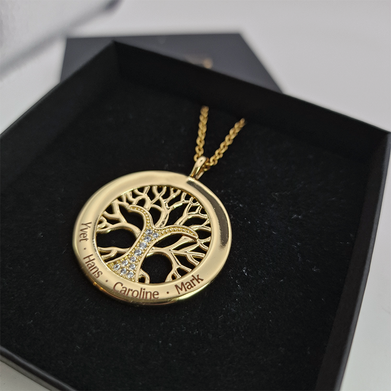 Stamboom ketting met namen | Kleur: Goud, Zilver of Rosé goud