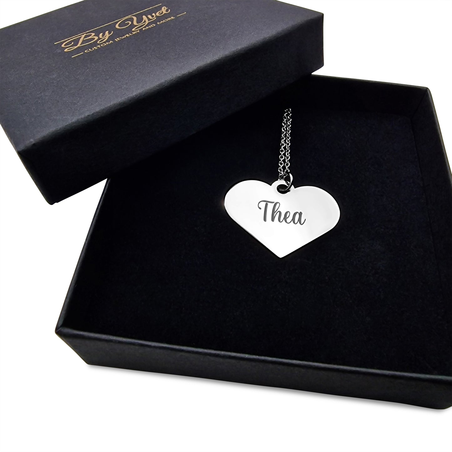 Ketting & hartje met naam | Kleur: Goud of Zilver
