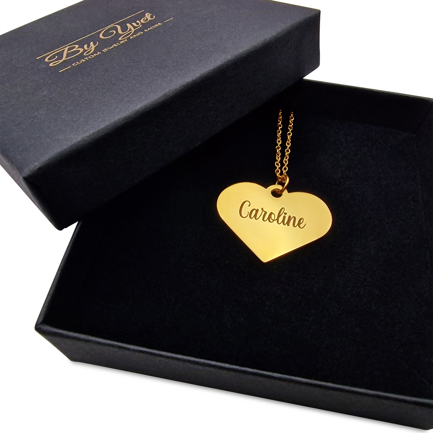 Ketting & hartje met naam | Kleur: Goud of Zilver