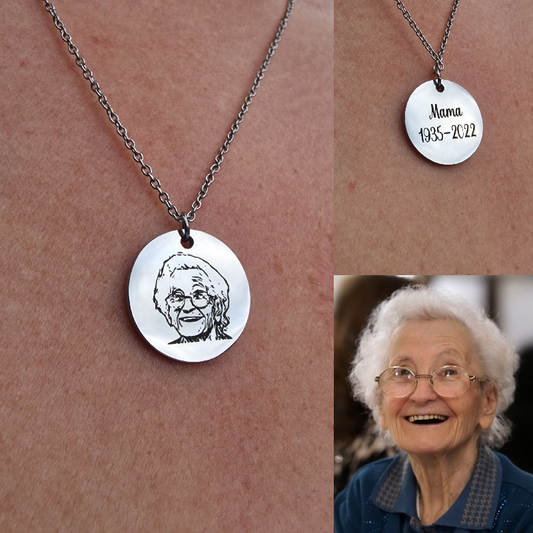 Halsketting met foto | achterkant: naam & jaar | Goud, zilver of roségouden kleur